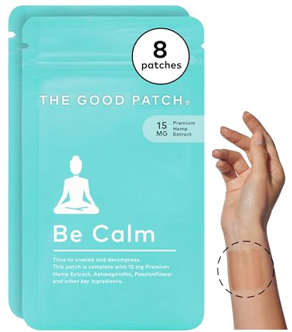 The Good Patch Be Calm Patch with Hemp, Anxiety Relief, Natural Patch with Hemp Extract, Ashwagandha Root, Passionflower, Plant Powered Wearable Wellness, Sustained Release (8 Total Patches)