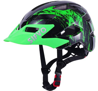 SIFVO Casco Bicicleta Niño Casco Bici Niño, Cascos para niños y niñas de 5-14 años para MTB Patinete Ciclismo Casco, 50 a 57 cm (Verde Bosque)
