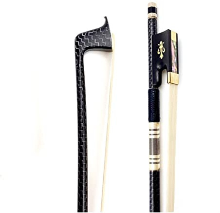 Geigenbogen 1pcs Professional Silver Silk Braided Grid Carbon Fiber 4/4 Geigenbogen, Weißer Rosshaar-Schachtelhalm