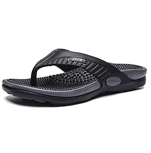 Akupressurmassage Flipflops Med Valvstöd För Män, Fotsandaler För Zonterapi Med Öppen Tå Andningsbara Sommarstrandskor För Platta Fötter Och Plantar Fasciit (Color : Black, Size : 40 EU)