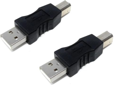 DRUT 2pcs. USB 2.0 A Plug Male to USB B Printer Male Plug Cable Lead Converter Adapter Black