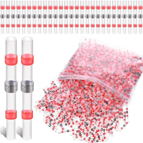 Lötverbinder mit Schrumpfschlauch, Rot, 150 Stück, AWG22-18 | Kabelverbinder, Wasserdicht, Isoliert, Quetschverbinder Stoßverbinder, Für Automobil Elektronikindustrie