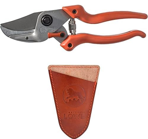 Original LÖWE 8 Set bestehend aus Amboss-Schere 8.104 mit Bypass Geometrie für Forst, Obstbau, Garten und Weinbau & Klingenschutz 9807 zum Schutz vor Verletzungen und Beschädigungen