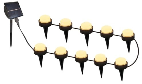 10 mini focos de luz solar para pinchar, marcado, callejón, luz blanca cálida, 12 m