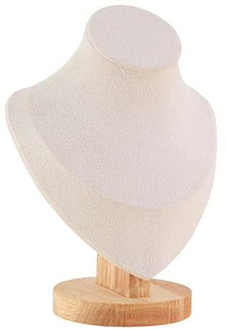 Adoorniequea Maniquí de exhibición de joyas, busto para exhibición de cadena, organizador de joyas, modelo gargantilla, 8,5 x 14,7 x 17,8 cm, color beige