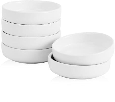 Swuut Ceramic Soy Sauce Dish,9cm Dipping Bowls Side Dishes Set of 6, Small Appetizer Pinch Dip Bowl for Condiments, Sushi, Ketchup, BBQ (White)