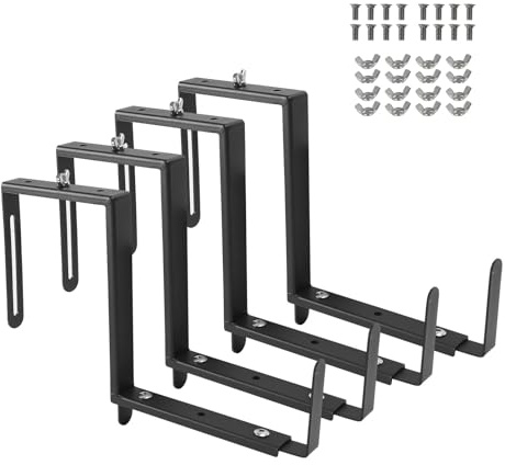 XZWMY Verstellbare Pflanzkastenhalterungen aus Karbonstahl, strapazierfähig, universelle Outdoor-Hängehalterungen, Blumenkastenhalterungen für Zaungeländer, Fensterbank, Terrasse, Garten, Balkon | Robuste Q235 Stahl-Blumenkasten-Halterungen, Hängehalterungen für Zaun, Geländer, Fensterbank, Terrasse, Garten, Balkon