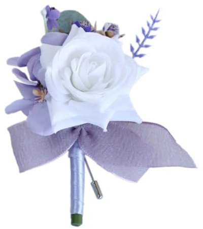 Whakano Künstliche Rose Blume Hochzeit Boutonniere,Elegante Ansteckblume Dekor,Prom Corsage,Hochzeitsanstecker für Braut Brautjungfer Gäste Herren Damen Party,Hochzeit Zubehör,Weiß