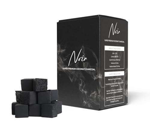 Noir Lot de 72 cubes de charbon de narguilé naturel de qualité supérieure, sans produits chimiques, coque de noix de coco, charbon de narguilé durable pour une meilleure saveur, faible teneur en