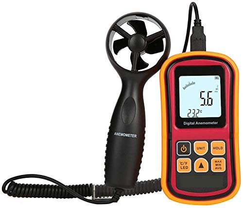 Anémomètre Portable avec rétroéclairage, Fonctions Max/Min/MOY pour mesurer la Vitesse du Vent, Mesure électronique de la Vitesse du Vent