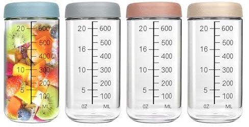 LUPATDY UPATDY Meal Prep Gläser, 750ml Glasbehälter mit Deckel, Vorratsgläser mit Schraubdeckel, Glasbehälter mit Deckel und Skala, Aufbewahrungsbox für Overnight Oats, Salat, Joghurt, Porridge (4er)
