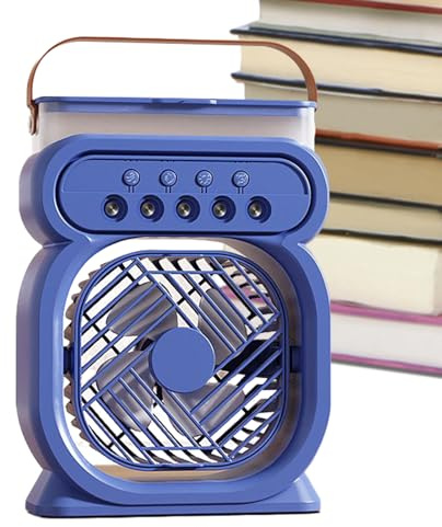 Générique Ventilateur Portatif - Ventilateur Personnel de Table avec Brume d'Eau,Alimenté par Batterie Silencieux Humidificateur 3 Vitesses pour Chambre Salon Extérieur Été Voyage et Tente