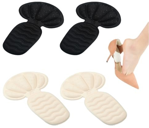 YUVKIN 2 Paires de Coussins de Talon Premium Semelles Intérieures 2-en-1 en Mousse Antidérapants Autocollants Protège-Talons pour Chaussures Trop Grandes Bottes Remplisseurs de Chaussures