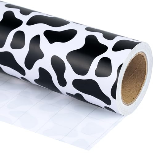 RUSPEPA Ko omslagspapper rulle – minirulle – 43,2 cm x 5 m – klassiskt omslagspapper, perfekt för bröllop, födelsedag, baby shower, semester