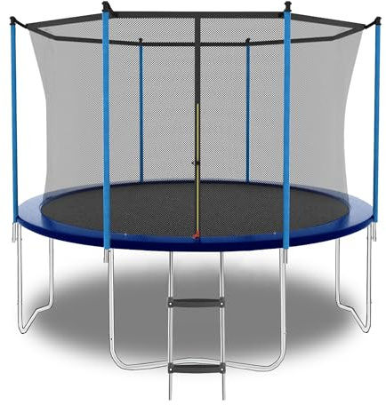 Gartentrampolin mit Sicherheitsnetz & Leiter, 244 cm (8FT) – Outdoor & Indoor, 181 kg belastbar für Kinder und Erwachsene, wetterfest, einfacher Aufbau