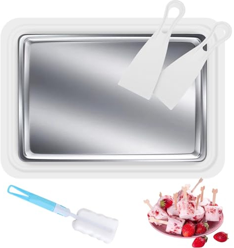 BORDEAG Gelato Roller Maker Pan, Ice Rolls Piastra con 2 spatole, piastra per gelato per gelato, piastra per gelato, piastra per gelato per gelato, gelato