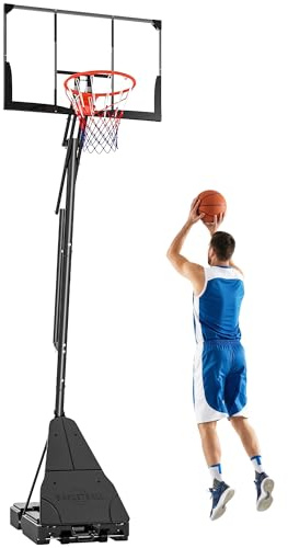 SPORTNOW Basketballkorb Outdoor 245-305cm Höhenverstellbar Basketballständer mit 120x80cm bruchsichere Rückwand Rädern & befüllbarer Standfuß Mobile Basketball Korb für Jugendliche Erwachsen