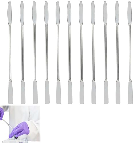Juego de espátulas de Laboratorio Acero Inoxidable 10 Piezas 15 cm, espátulas Dobles Planas y Redondas para Mezclar cosméticos, pigmentos y muestras químicas, Herramientas de precisión