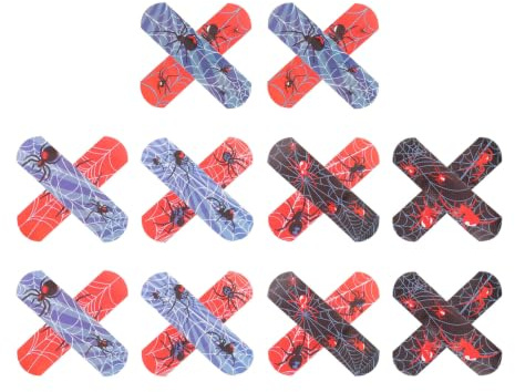 GAROZATION 50 St Flexibla Barnplåster med Spindelmotiv Andningsbart Tyg Vattentåliga och Färggranna Bandages för Små Skärsår och Skrubbsår för Flickor och Pojkar vid Halloween