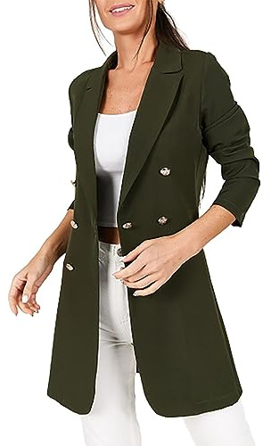 Blazerkappa, dam, lång lång blazer, elegant blazer, business, arbetsjacka | Sportig övergångsjacka vidtät kostymjacka överdimensionerad kavajjacka enfärgad revers övergångskappa slim fit fritidsjacka