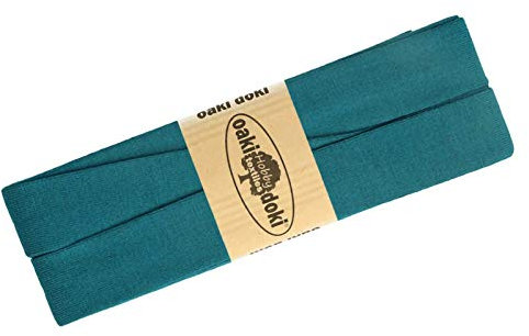 maDDma Schrägband Jersey 3m Breite 20mm Oaki Doki Tricot de Luxe Einfassband elastisch über 80 Farben, Farbe:Petrol