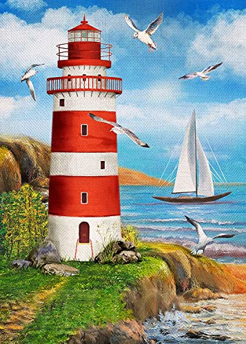 RICUVED Leuchtturm Diamond Painting Set,5D Diamant Painting Bilder Erwachsene Küste Diamond Painting Kinder, Full Drill Diamond Art Diamant Malerei Bilder Diamond Painting für Home Dekor 30x40cm