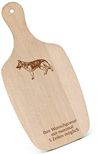 Chopping Board Breakfast Board Engraved Personalised German Shepherd Dog with Handle 330 x 150 Wooden Board Kitchen Chopping Board