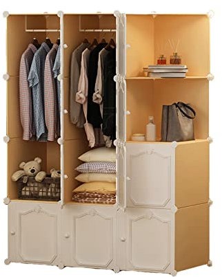 Kleiderschrank Modularer Kleiderschrank Tragbare Kleiderschrank Kleiderbügel Hangler Locker Schlafzimmer Kleiderschrank Kleines Schrankregal Einheit Multifunktionskabinett DIY. Möbel kleiderschrank Or
