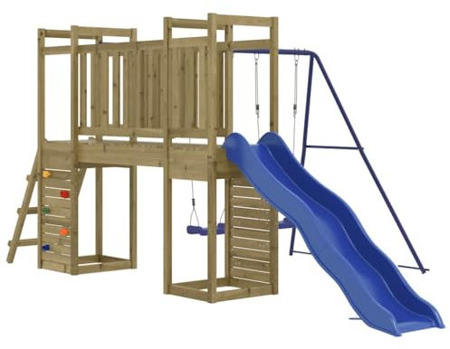 vidaXL Spielturm, Klettergerüst mit Rutsche Leiter Schaukel, Kinder Kletterturm, Spiel-Zubehör für Garten, Holz Spielplatz, Imprägniertes Kiefernholz