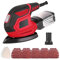Schleifmaschine 200W 14000 RPM Multischleifer Für Holz, Deltaschleifer mit Staubsammelung System, 1 Staubkasten, 3 Polierreinigungspads,1 Staubsauger-Verbindungsrohr, 20 Schleifpapiere