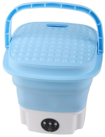 Tragbare Waschmaschine, Faltbare Mini-Waschmaschine mit Schleudertrockner und Ablaufschlauch, Tiefenreinigung, Tragbare Waschmaschine für Wohnmobil, Wohnung, Wohnheim, Reisen (Blau)