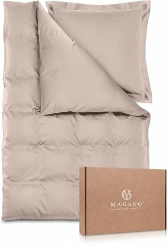 Magano Ropa de cama de lujo de 155 x 220 cm, bambú y algodón satén, 400 hilos de, hipoalergénica y regulador de la temperatura, funda nórdica de 155 x 220 cm y funda de almohada de 80 x 80 cm