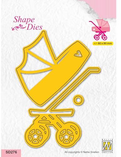 Nellie's Choice Stamping Die Stansmall och Prägling - Barnvagn Cutting Die och Skärschablon på 8 x 8 cm för Korttillverkning, Pyssel, Scrapbooking, Hantverk - Lämplig för Stansmaskiner