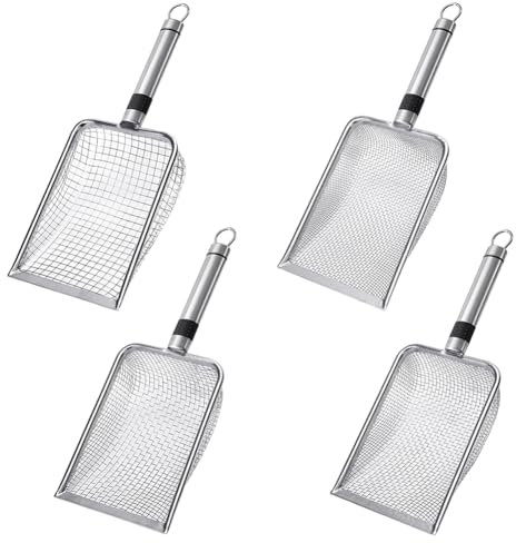 Piashow Set di 4 colini da giardino in acciaio inox – Colino per terra e sabbia con manico (2 mm, 2,8 mm, 3,8 mm, maglie 5 mm) – Robusto setaccio per giardino, compost e sabbia