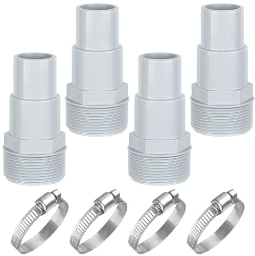 DIELOVEHUA 4 Piezas Adaptador Manguera Piscina, Adaptador Piscina, Conector para Manguera de Piscinas de 32 y 38 mm de Diámetro, con 4 Abrazaderas de Mangueras