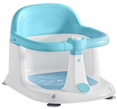 UBRAVOO Seggiolino da bagno per bambini da 6 a 24 mesi, sedile per vasca da bagno per bambini, antiscivolo, con 4 ventose, ottimo regalo per la doccia per neonati e neomamme (blu)