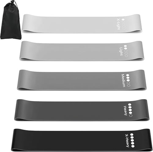 Elastique Musculation, Bande Elastique Musculation (Lot de 5), Elastique Sport avec Manuel D'instructions Et Sac Rangement, Resistance Band pour Fitness, Pilates, Yoga, étirements
