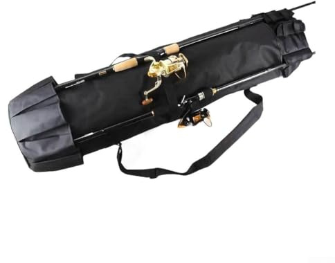 ZWEquipint Borsa per canna da pesca da 109 cm, 600D Oxford Tackle Storage per 5 canne e mulinelli, trasportino da viaggio con tracolla, nero