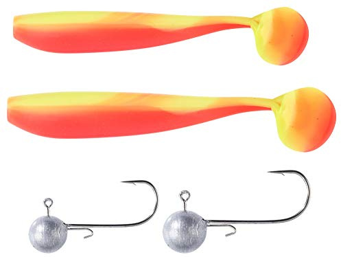 Balzer Shirasu Dorsch Gummi Set - 2 Gummifische + 2 Jighaken