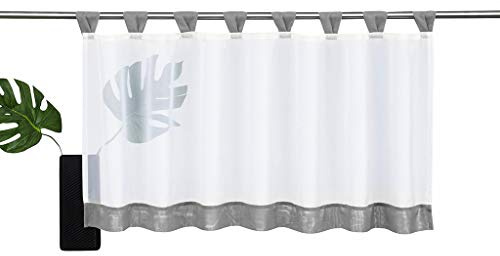 SIMPVALE - Tenda a mantovana corta, per finestra, decorazione interna per cucina, balcone, larghezza 120 cm, lunghezza 30 cm, colore: grigio