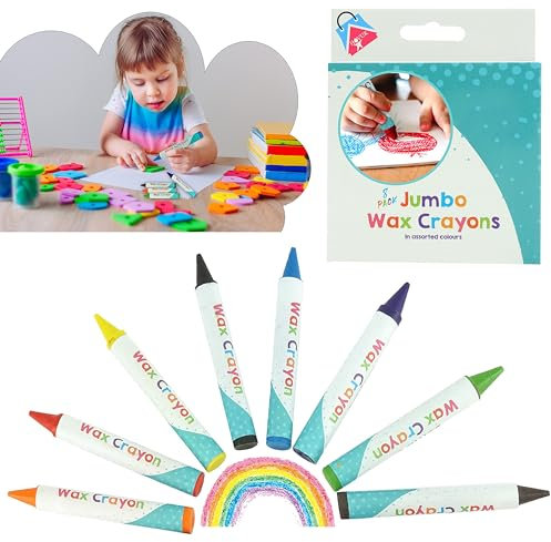 HOVUK Jumbo-Wachsmalstifte für Kinder, sicher, ungiftig, für Kleinkinder, leicht zu greifen, zum Basteln und Lernen, Zeichenstift-Spielzeug, 10,5 cm, sortierte Buntstifte für Kinder