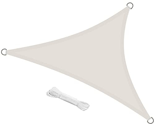 swift Sonnensegel Wasserdicht Dreieckig 4x4x4 Meter UV Schutz Polyester Wasserabweisend Dreieck 4x4x4m Sonnenschutz Balkon Garten und Terrasse, Cremeweiß