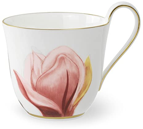 Royal Copenhagen Flora Tasse mit hohem Henkel, Magnolie, 325 ml, Weiß/Mehrfarbig