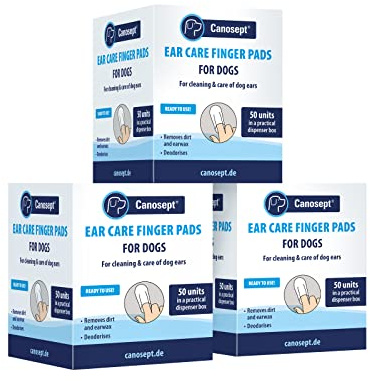Canosept Salviette Cani 150 Pezzi - Pulizia Orecchie Cane -dermatite cane - Buona Cura E Igiene Delle Orecchie Dei Cani - Rimuove Lo Sporco E Il Cerume - Con Effetto Deodorante - alitosi cane