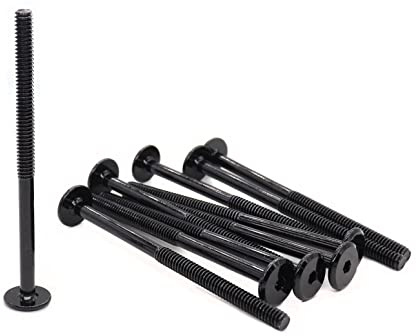 binifiMux 10 Pack M6-1.0mm x 80mm Joint Connecting Bolts Screws, Black, Hlaf Thread