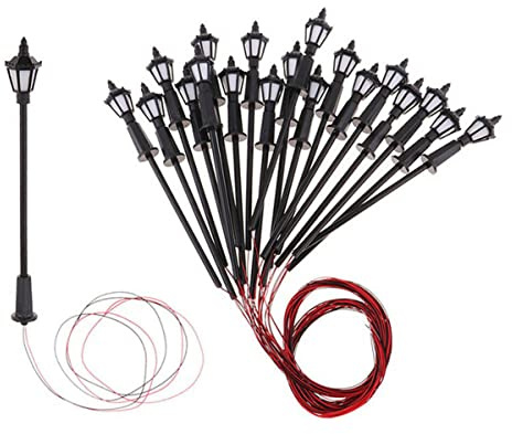 RANRAO 10Pcs H0 TT LED Straßenlaterne Beleuchtung Lampe Park Modelleisenbahn Zug Hof Lampe Straßenlaterne Modelleisenbahn, Höhenverstellbar 65-70mm/ 2.55-2.76inch. Maßstab: 1: 50-1: 100