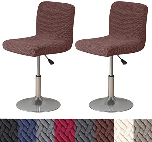 HFCNMY Barhocker-Bezüge mit Rückenlehnen, Stretch-Barhocker-Bezüge, Jacquard-Barhocker-Bezüge, waschbare Barstuhl-Bezüge, Dreh-Barhocker-Bezüge mit Rückenlehne für niedrige, kurze Rückenlehne,