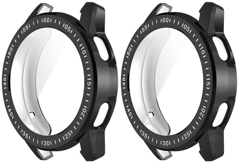 WIIKAI 2-pack klockfodral kompatibelt med XiaoMi Watch S3 TPU skyddande fodral täckning stötfångare. Svart