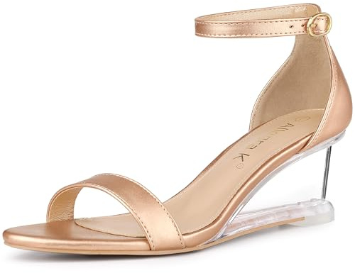 Allegra K Sandales à talons compensés à bride cheville pour femmes Or Rose 40