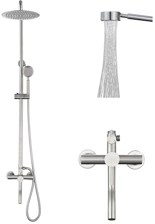 Foroute Shower Faucet - Shower Faucets Sets Complete, Shower System - Outdoor Shower Kit/Outdoor Shower Enclosure/Outdoor Shower Fixtures W/ SS304 Shower Head & Handheld High Pressure, Brushed Nickel